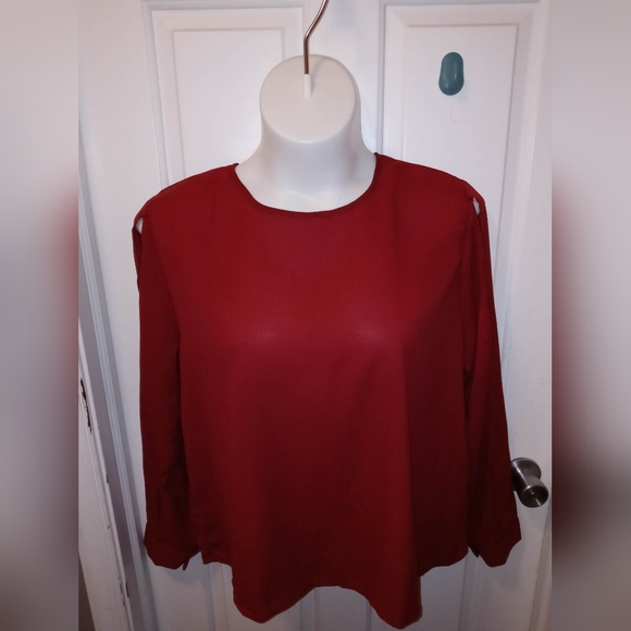 Sheer Red Blouse with Peekaboo Sleeves Sz 2X NWOT - Picture 5 of 7